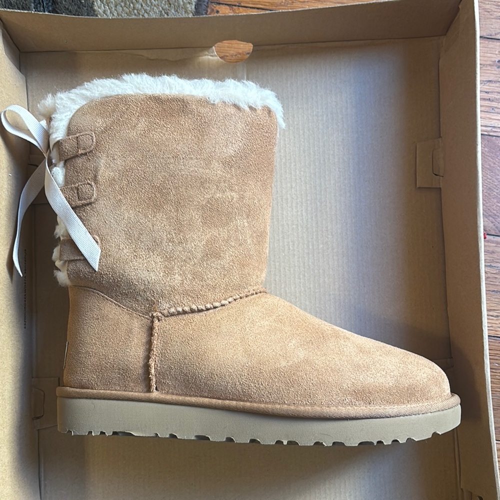 UGG Tan Suede Boots with Fur Lining